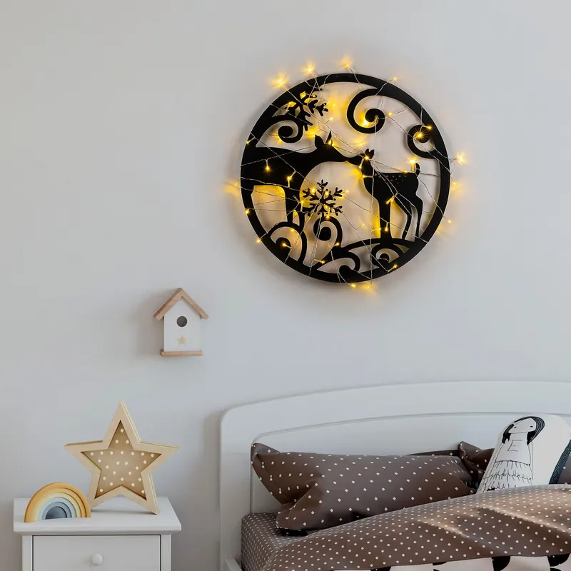 Decorațiune de perete din metal XMASBLACK - 029, Negru, 60x60x0 cm - Negru