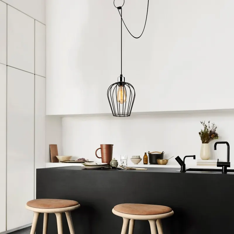 Lustră Tel - 6681, Negru, Ø20x130 cm - Negru