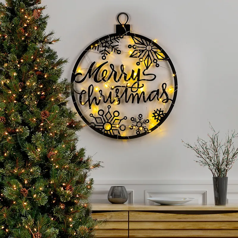Decorațiune de perete din metal XMASBLACK - 030, Negru, 66x63x0 cm - Negru