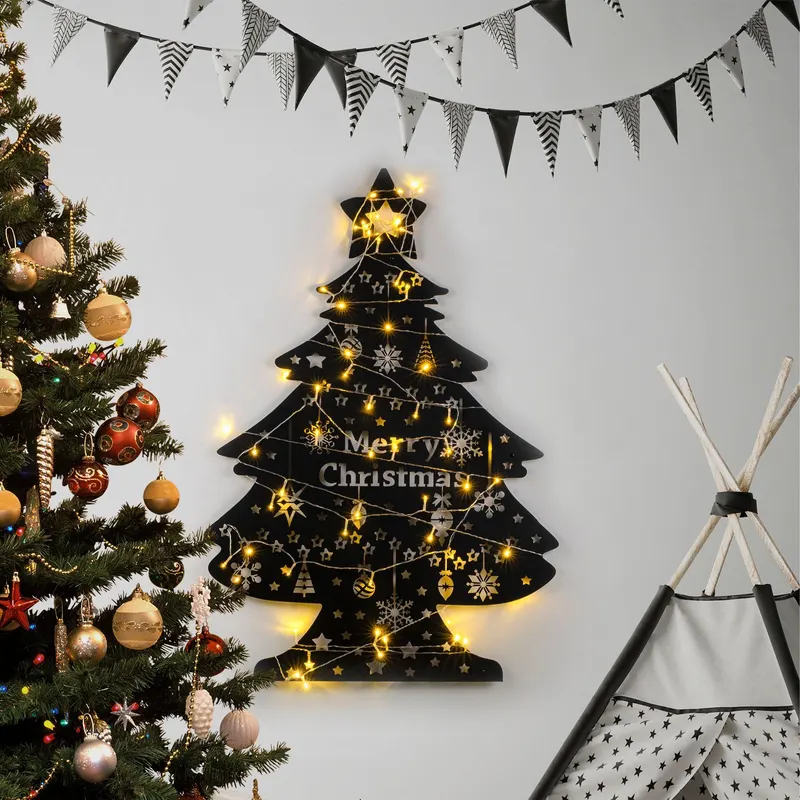 Decorațiune de perete din metal XMASBLACK - 031, Negru, 70x100x0 cm - Negru