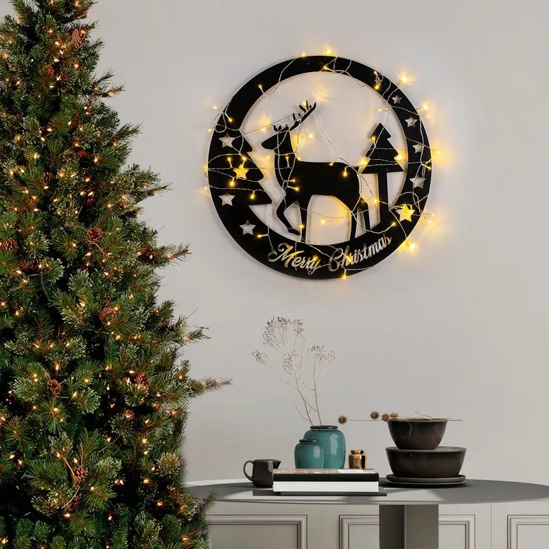 Decorațiune de perete din metal XMASBLACK - 032, Negru, 60x60x0 cm - Negru