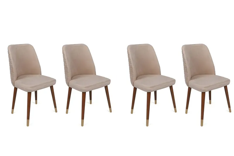 Set 4 scaune Hugo-387 V4, Crem - Auriu, 50x49x90 cm - Crem - Auriu