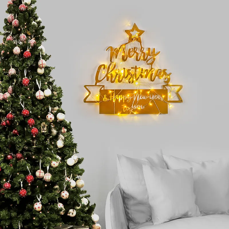 Decorațiune de perete din metal XMASGOLD - 004, Auriu, 67x62x0 cm - Auriu