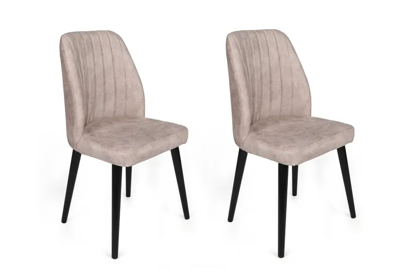 Set 2 scaune Alfa-469 V2, Crem - Negru, 50x49x90 cm - Crem - Negru