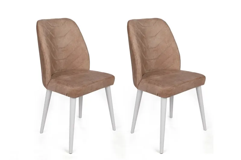 Set 2 scaune Dallas-583 V2, Mink - Alb, 50x49x90 cm - Bej - Alb