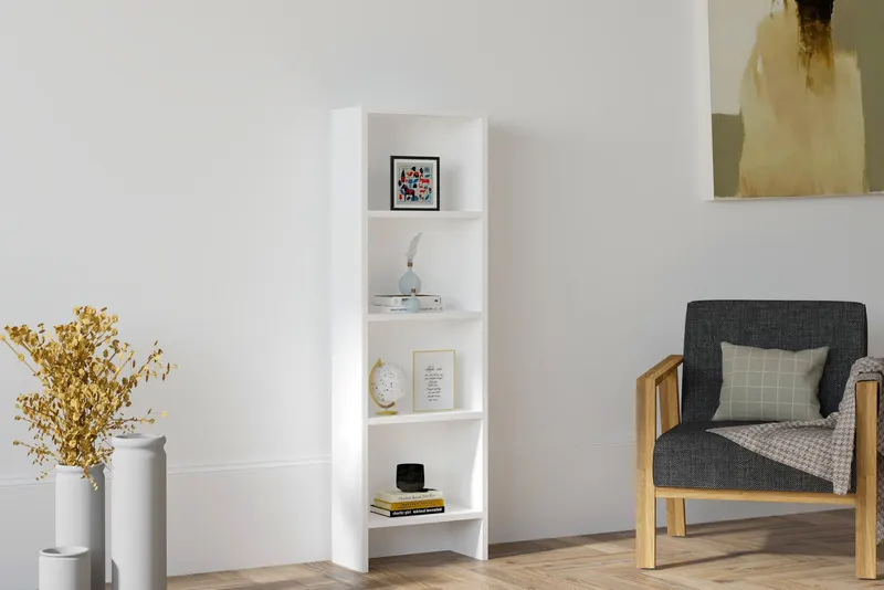 Bibliotecă Barkın, Alb, 40x20x150 cm - Alb