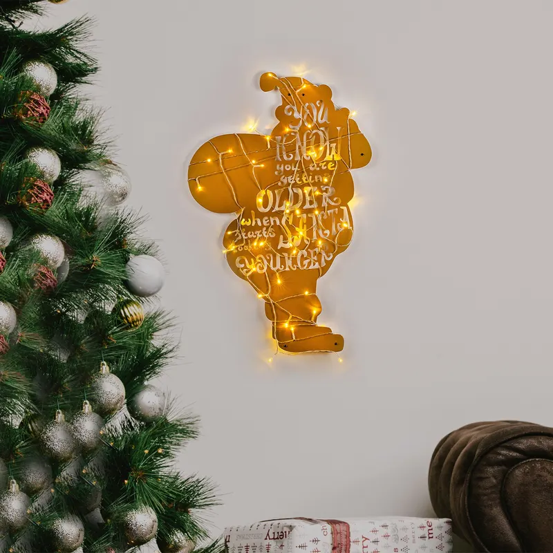 Decorațiune de perete din metal XMASGOLD - 009, Auriu, 40x69x0 cm - Auriu