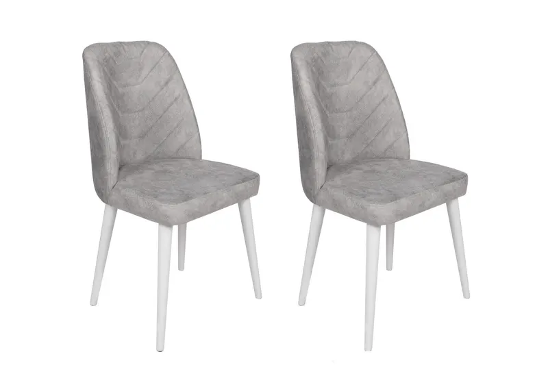 Set 2 scaune Dallas-584 V2, Gri - Alb, 50x49x90 cm - Gri - Alb