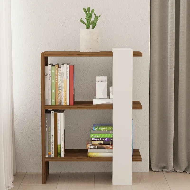 Bibliotecă Gaye, Nuc - Alb, 52x25x70 cm - Nuc - Alb