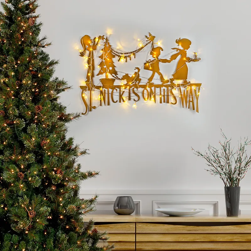 Decorațiune de perete din metal XMASGOLD - 011, Auriu, 70x47x0 cm - Auriu