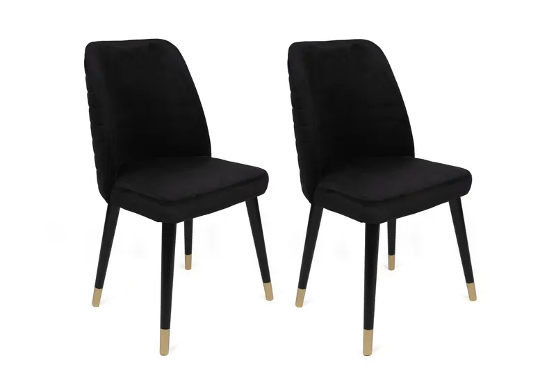 Set 2 scaune Hugo-366 V2, Negru - Auriu, 50x49x90 cm - Negru - Auriu