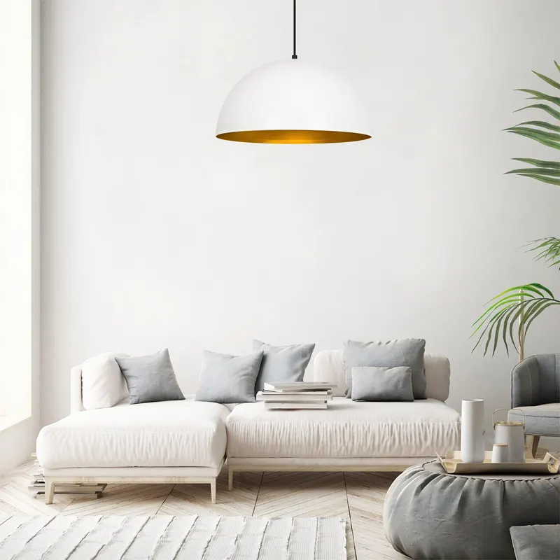 Lustră Sivani - MR - 719, Alb - Auriu, Ø50x121 cm - Alb - Auriu