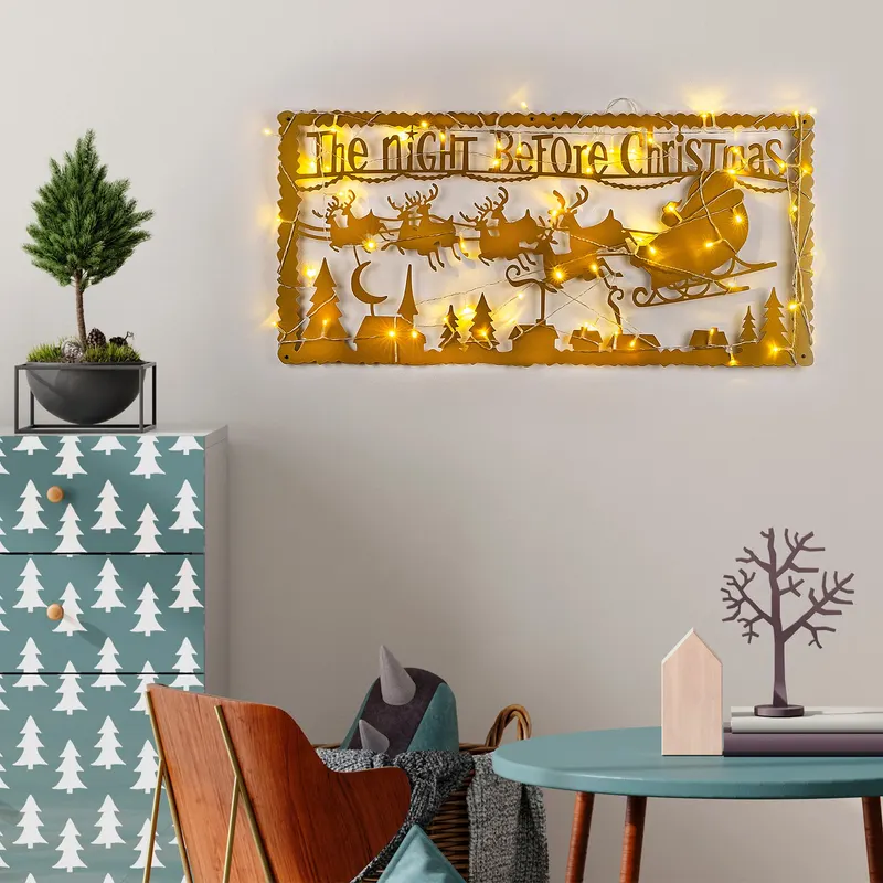 Decorațiune de perete din metal XMASGOLD - 012, Auriu, 83x39x0 cm - Auriu