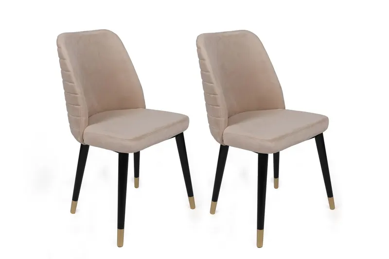 Set 2 scaune Hugo-367 V2, Crem - Negru - Auriu, 50x49x90 cm - Crem - Negru - Auriu