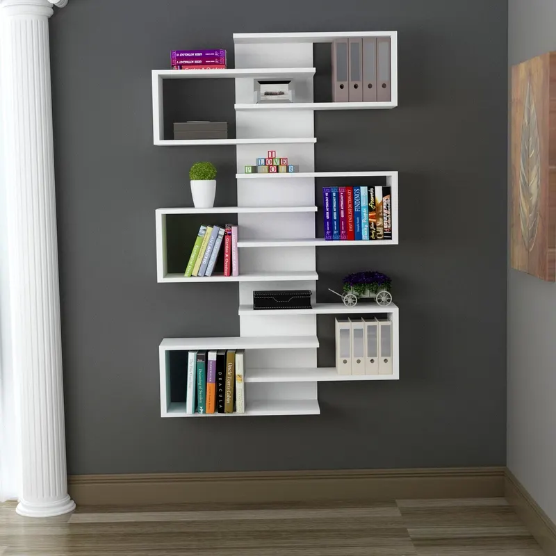 Bibliotecă Lotus, Alb, 75x21x161 cm - Alb