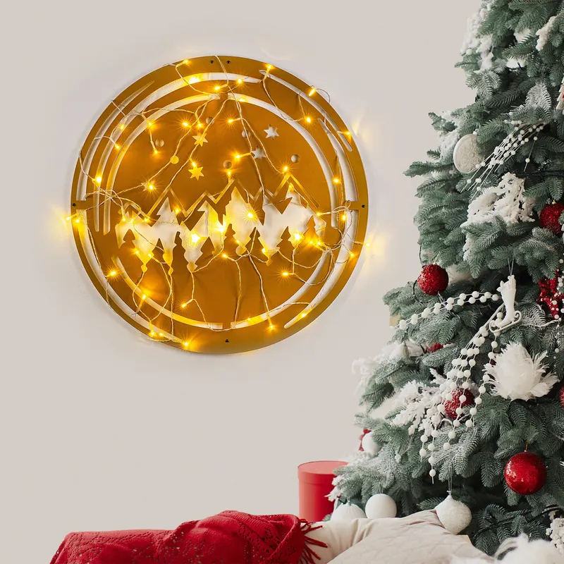 Decorațiune de perete din metal XMASGOLD - 019, Auriu, 61x61x0 cm - Auriu