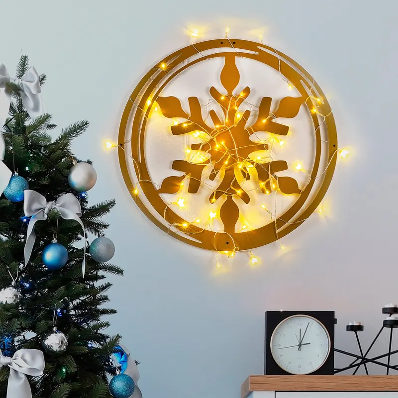 Decorațiune de perete din metal XMASGOLD - 020, Auriu, 62x56x0 cm - Auriu