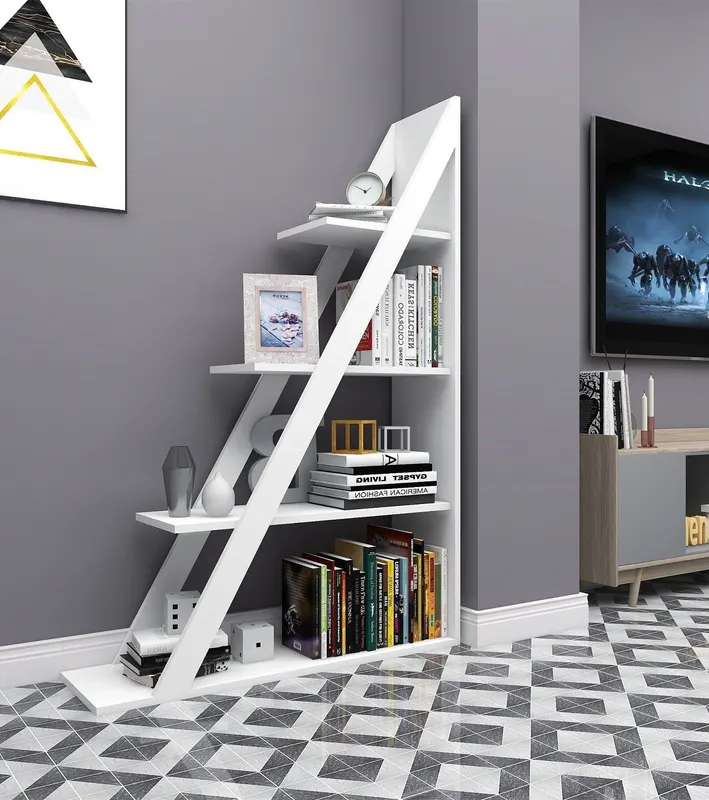 Bibliotecă Arven, Alb, 100x30x150 cm - Alb