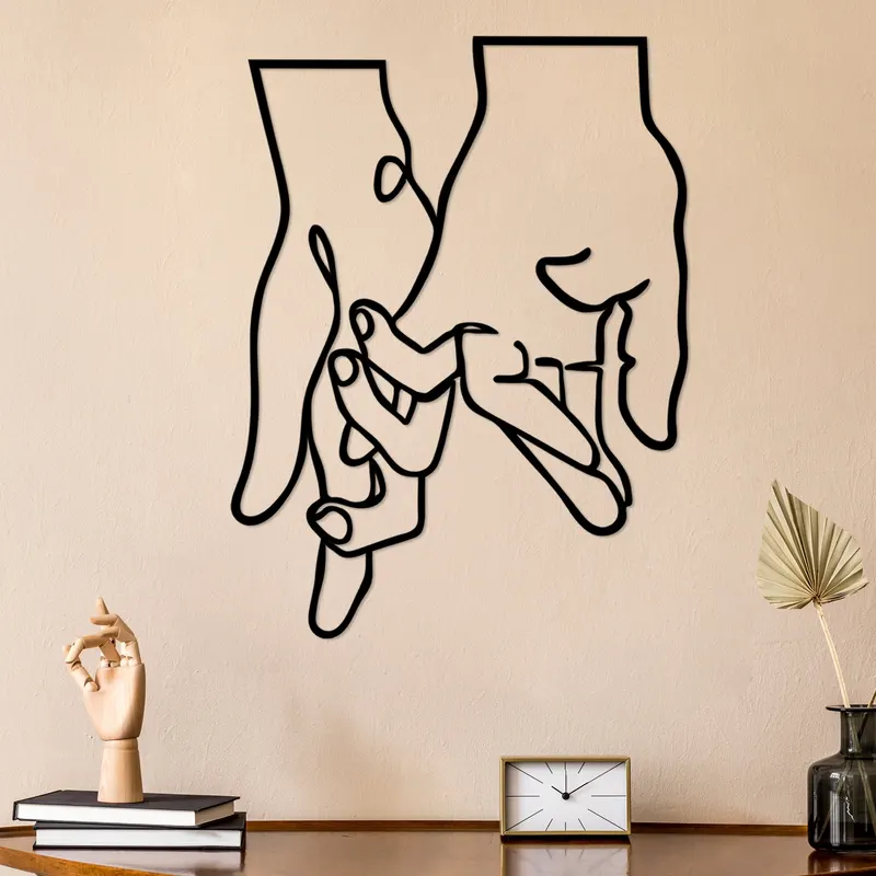Decorațiune de perete din metal Pinky Love, Negru, 58x76x0 cm - Negru