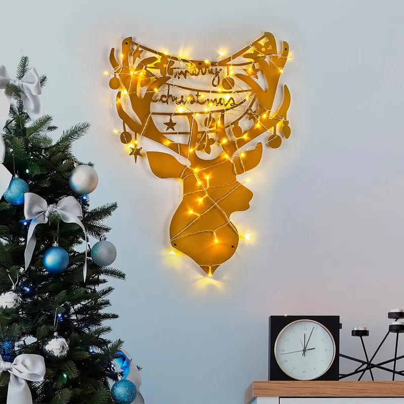 Decorațiune de perete din metal XMASGOLD - 026, Auriu, 52x70x0 cm - Auriu