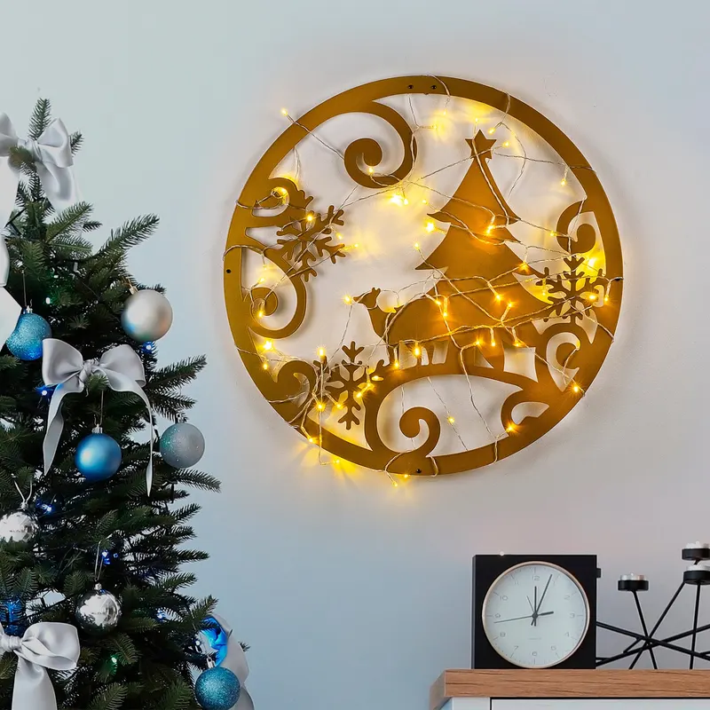 Decorațiune de perete din metal XMASGOLD - 027, Auriu, 60x60x0 cm - Auriu