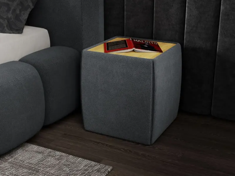 Masuta tapitata Nuvole Lux Velvet gri inchis