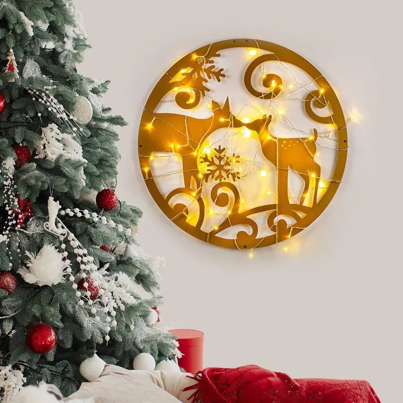 Decorațiune de perete din metal XMASGOLD - 029, Auriu, 60x60x0 cm - Auriu