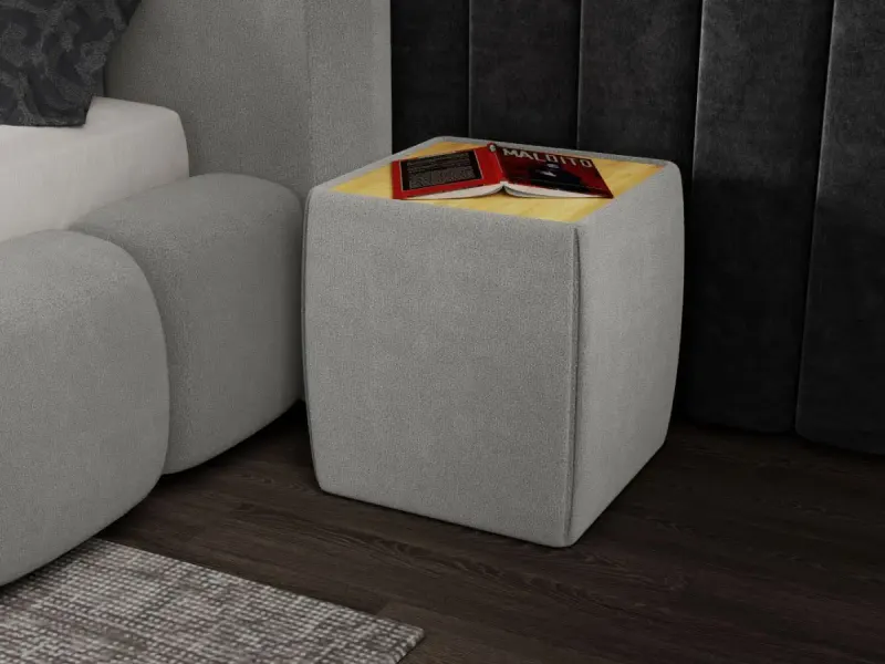 Masuta tapitata Nuvole Lux Velvet gri deschis