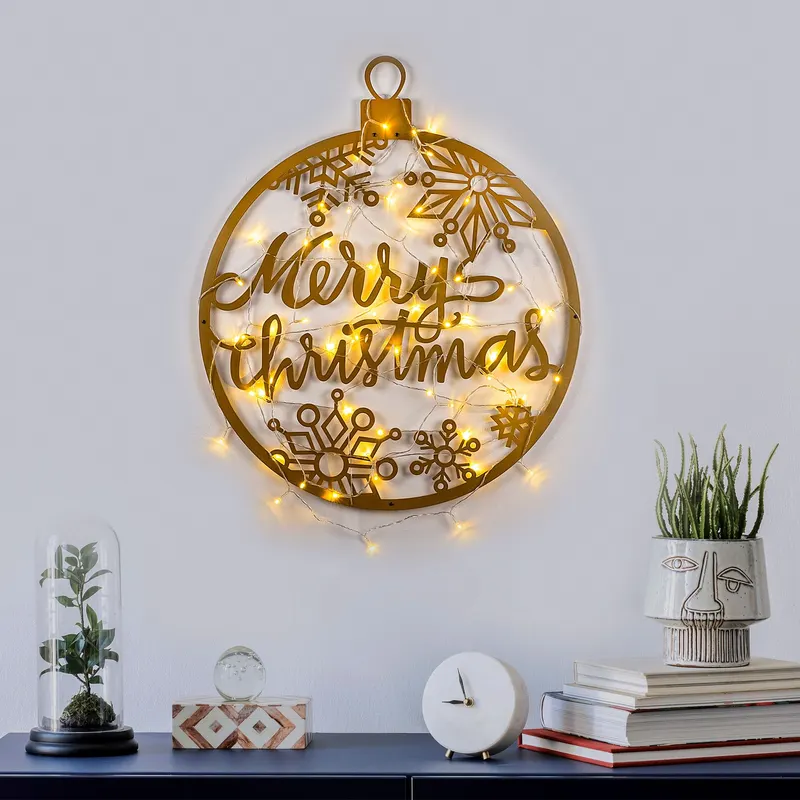 Decorațiune de perete din metal XMASGOLD - 030, Auriu, 66x63x0 cm - Auriu