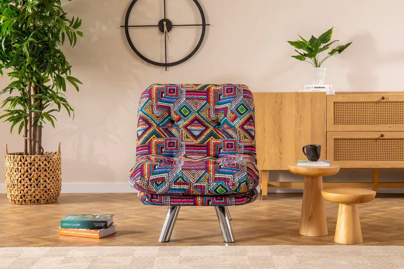 Fotoliu extensibil Misa Small Solo - Patchwork, Multicolor, 70x52x40 cm - Multicolor