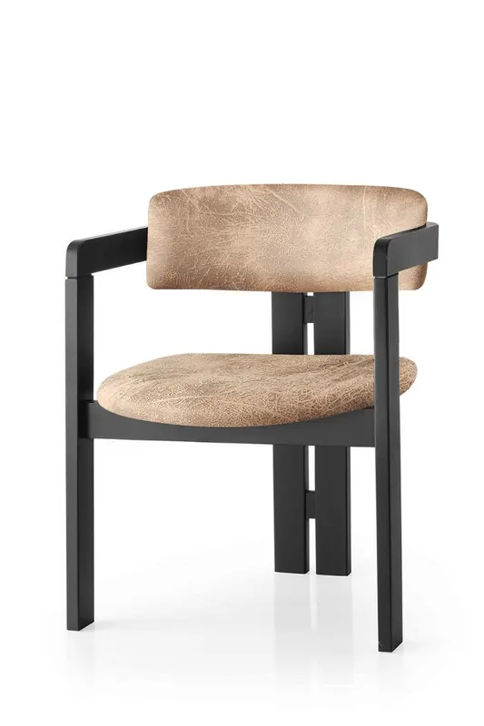 Scaun CO - 024, Negru - Bej, 58x49x76 cm - Negru - Bej
