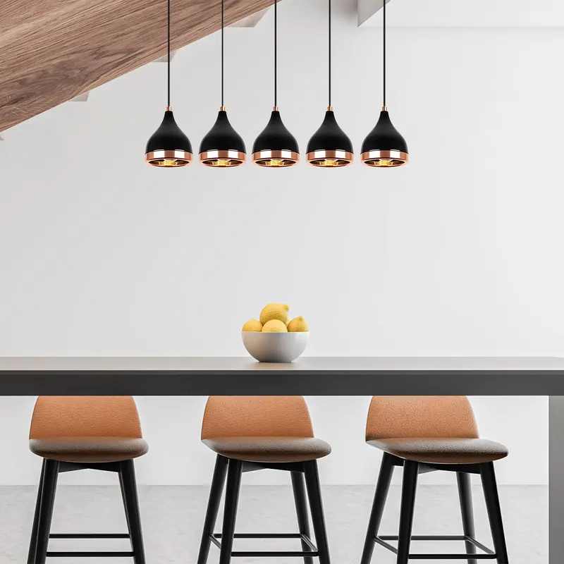Lustră Yıldo - 7010, Negru - Copper, Ø15x135 cm - Negru - Cupru