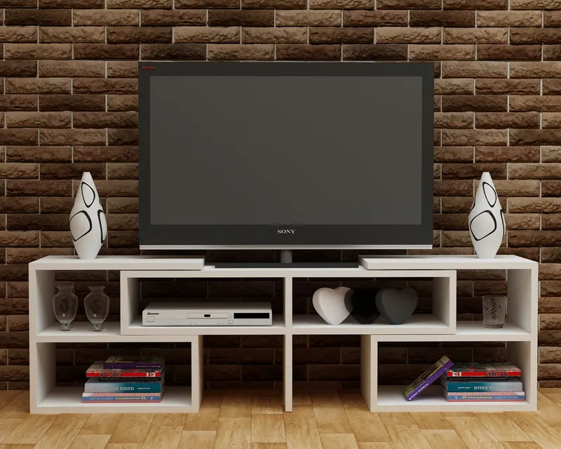Comodă TV Care, Alb, 137x30x40 cm - Alb