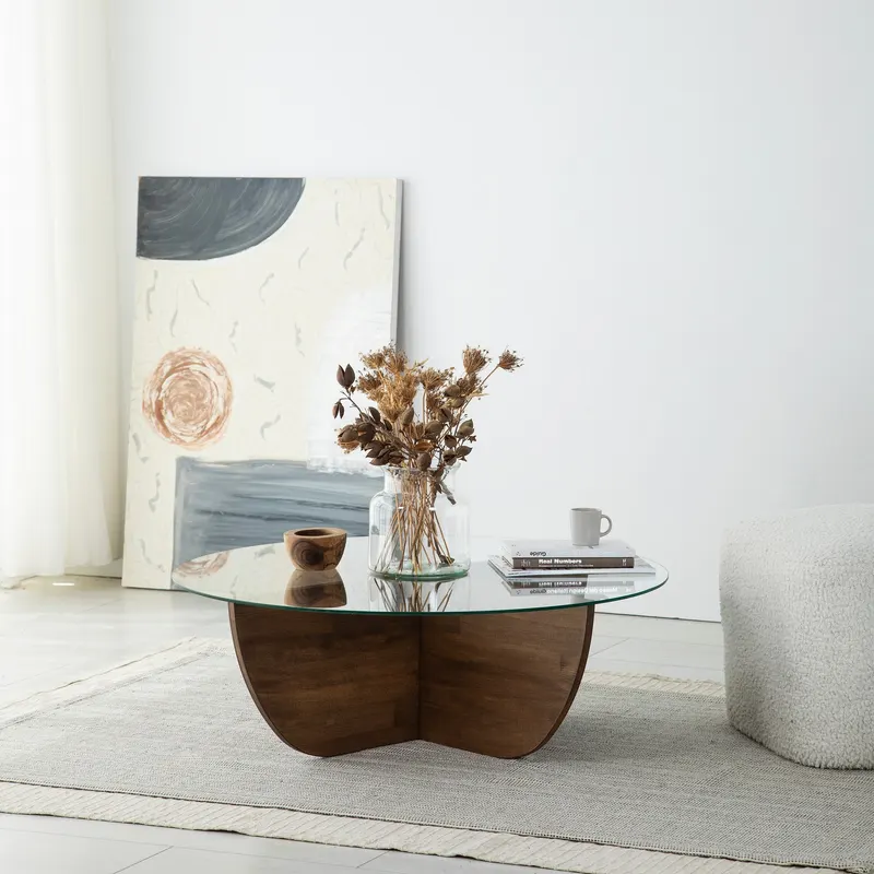 Măsuță de cafea Lily Wood, Nuc, 90x90x30 cm - Nuc