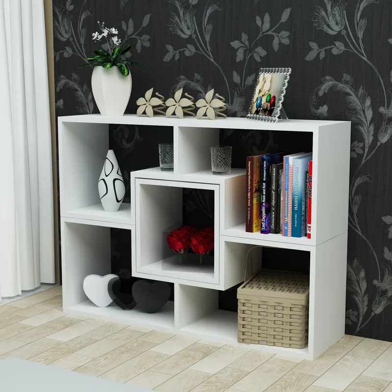 Bibliotecă Beled, Alb, 105x30x76 cm - Alb