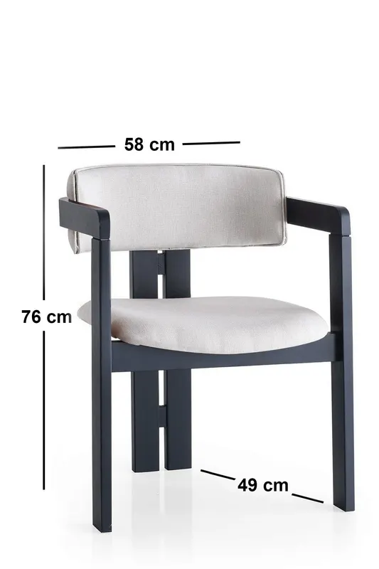 Scaun CO-045, Crem - Negru, 58x49x76 cm - Crem - Negru