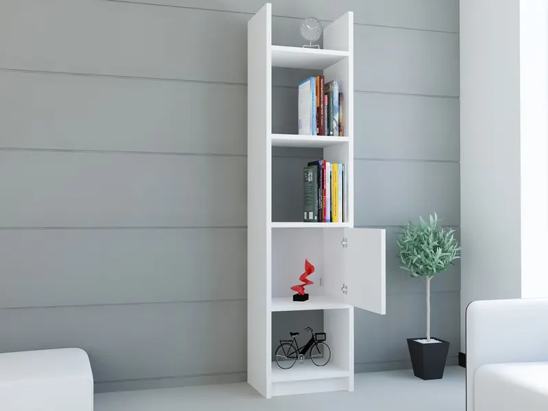 Bibliotecă Esbi 103, Alb, 33x30x150 cm - Alb