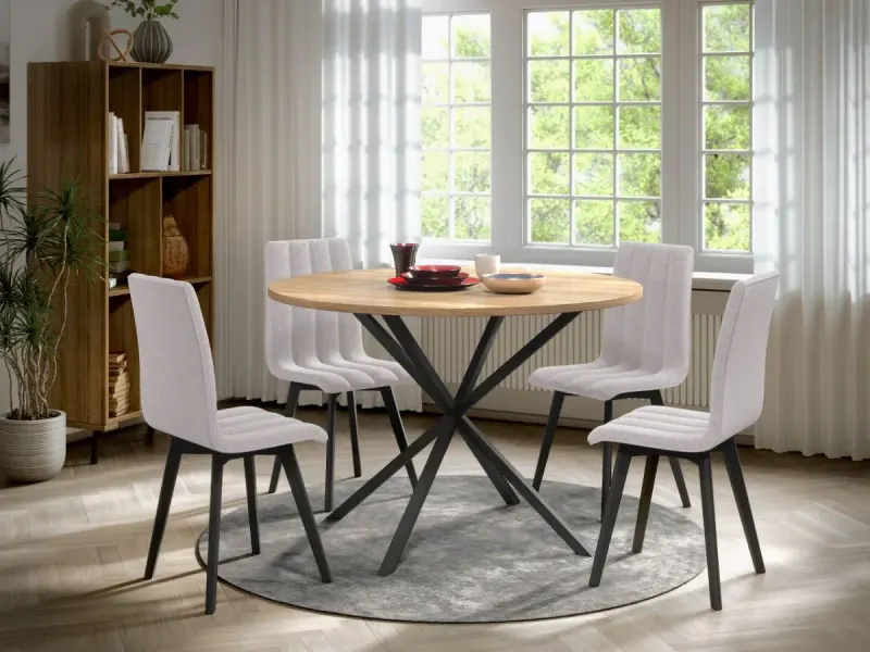 Set Masa Rotunda Spira + 4 Scaune Karma Gri Deschis