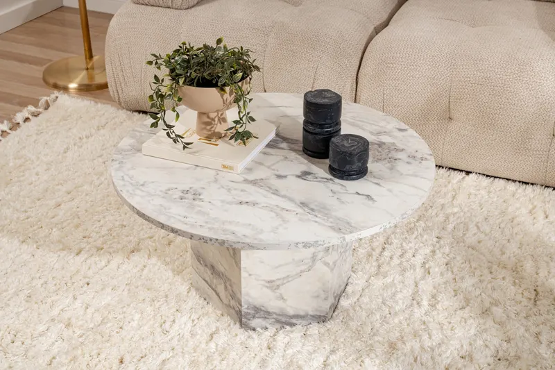 Măsuță de cafea Nova, Freesia marble, 80x80x40 cm - Gri