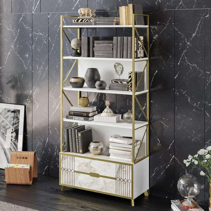 Bibliotecă Frida 90 Cm, Alb, 89x35x191 cm - Alb