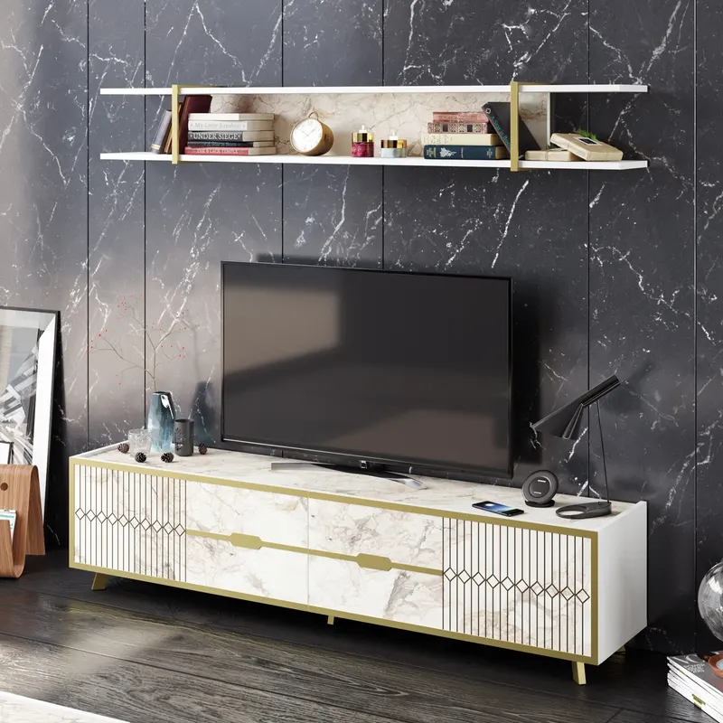 Comodă TV Frida, Alb, 180x37x43 cm - Alb