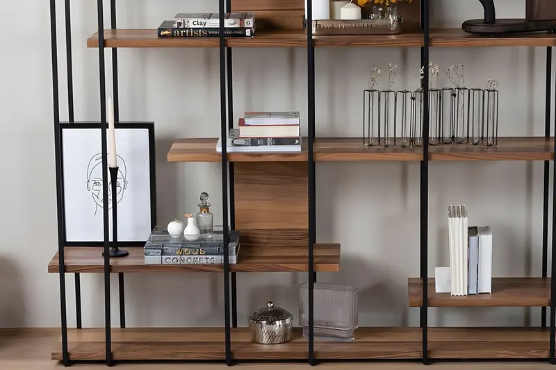 Bibliotecă Cooper, Nuc, 170x35x180 cm - Nuc