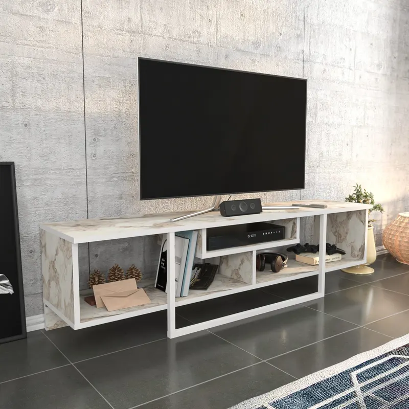 Comodă TV Asal 150 - White, Ephesus, Alb, 150x35x40 cm - Alb