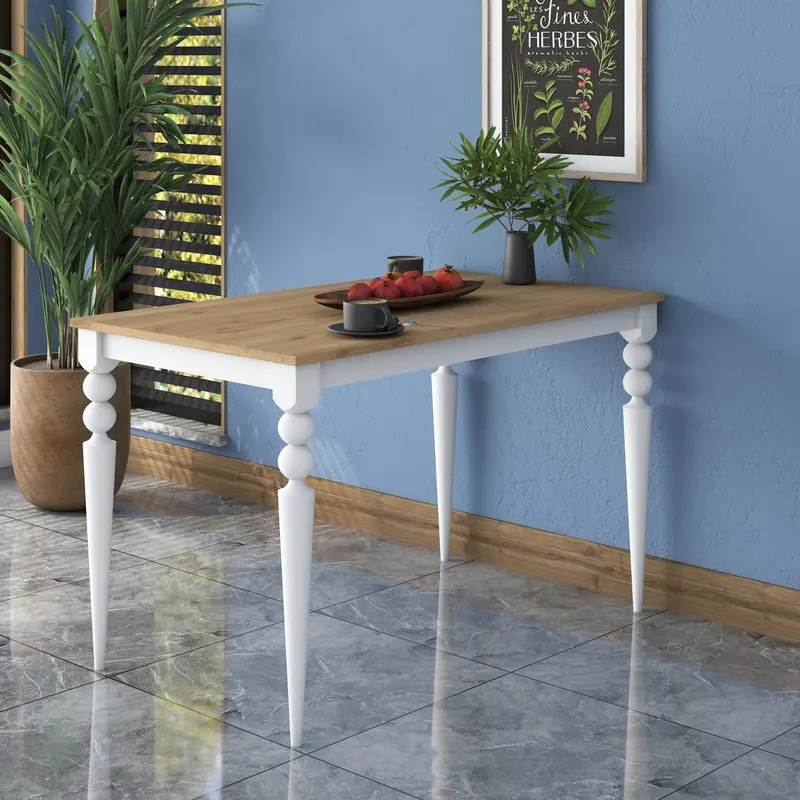 Masă dining JA104 - 2598, Nuc - Alb, 120x70x74 cm - Nuc - Alb