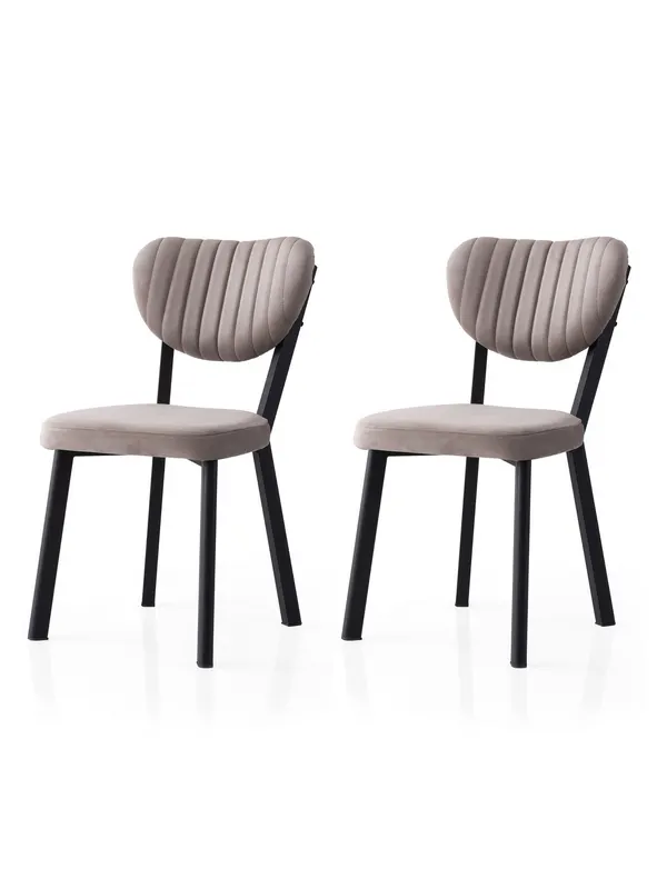 Set 2 scaune Beta - 834 V2, Negru - Mink, 46x54x86 cm - Negru - Bej