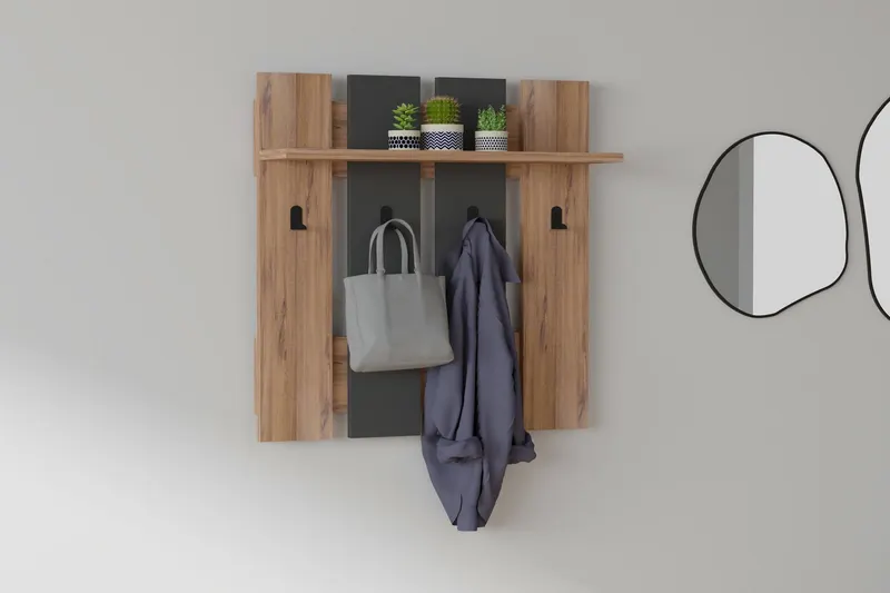 Cuier Mita - Walnut, Anhtacite, Nuc - Antracit, 70x18x70 cm - Nuc - Antracit
