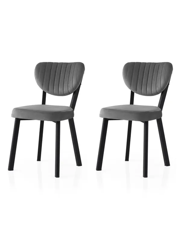 Set 2 scaune Beta - 839 V2, Negru - Antracit, 46x54x86 cm - Negru - Antracit