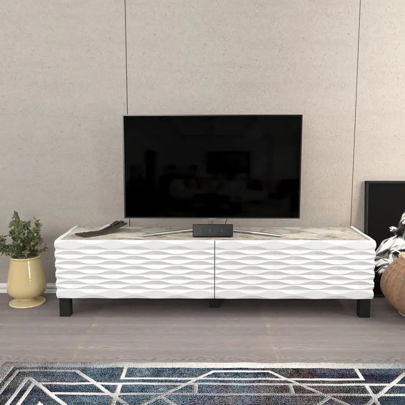 Comodă TV Lerze - White, Ephesus, Alb, 149x35x38 cm - Alb