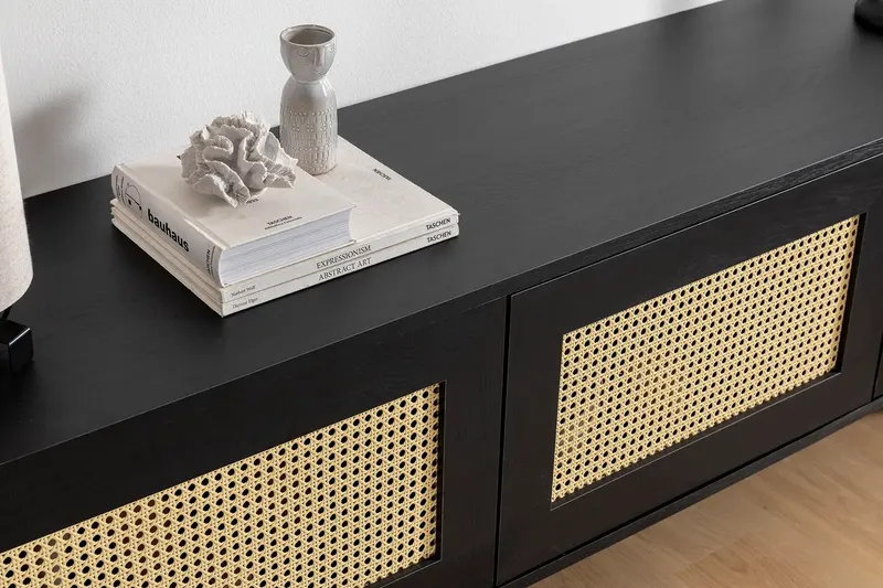 Comodă TV Nala 180, Negru, 180x40x55 cm - Negru