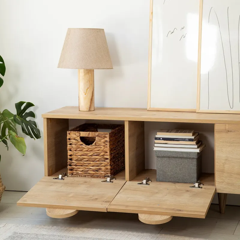 Comodă TV New Line - Sapphire Oak v2, Stejar, 180x35x50 cm - Albastru - Stejar